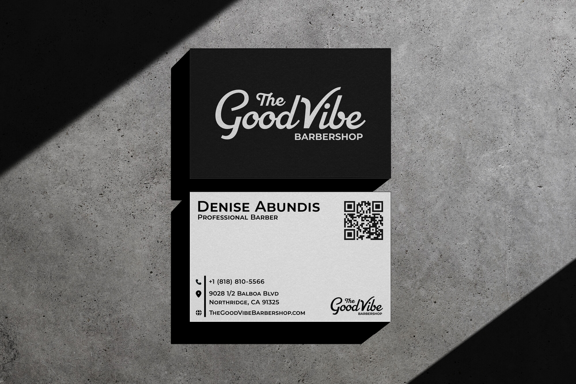 Good Vibe Barbershop business card design