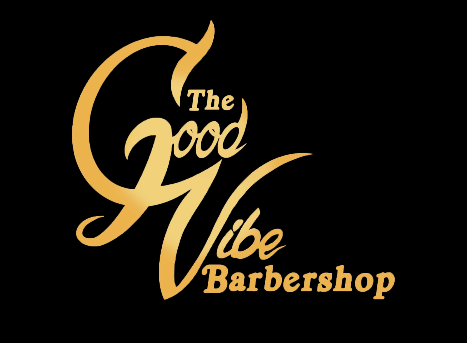 Good Vibe Barbershop original gold script logo before rebrand