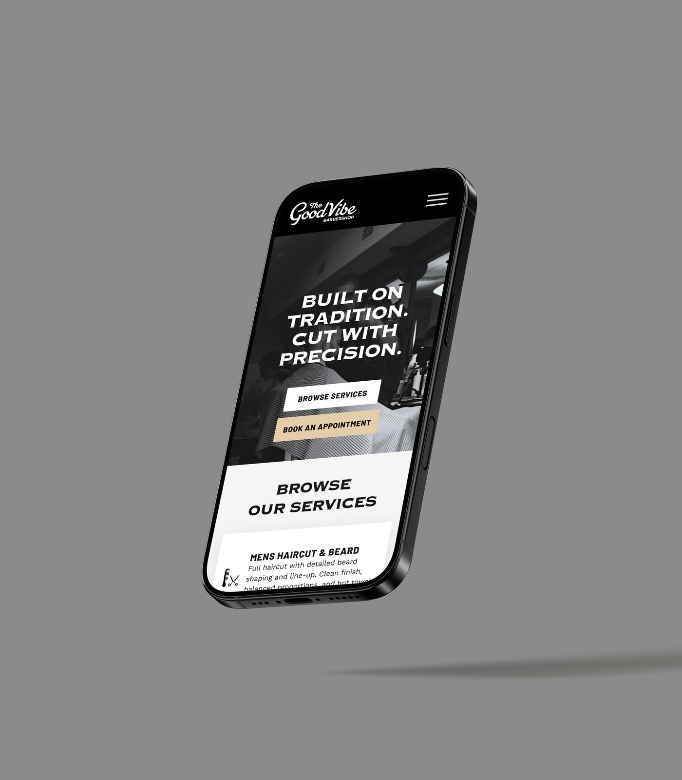 Good Vibe Barbershop mobile site design