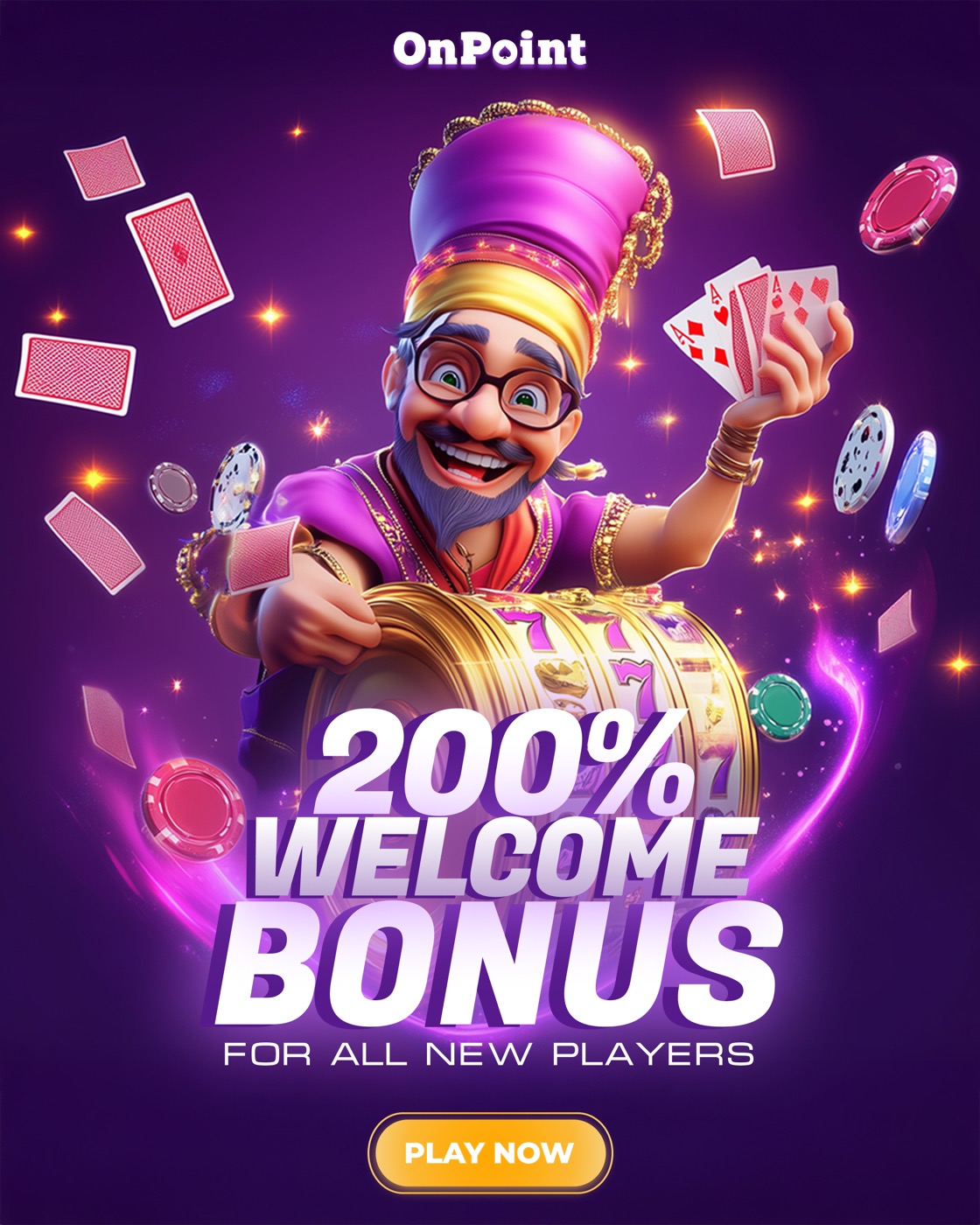 OnPoint Casino marketing ad — 200% Welcome Bonus